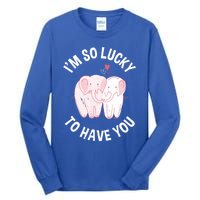 Valentine's Day Loving Elephant I'm So Lucky To Have You Great Gift Tall Long Sleeve T-Shirt