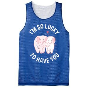 Valentine's Day Loving Elephant I'm So Lucky To Have You Great Gift Mesh Reversible Basketball Jersey Tank