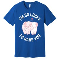 Valentine's Day Loving Elephant I'm So Lucky To Have You Great Gift Premium T-Shirt