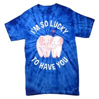 Valentine's Day Loving Elephant I'm So Lucky To Have You Great Gift Tie-Dye T-Shirt