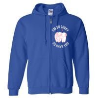 Valentine's Day Loving Elephant I'm So Lucky To Have You Great Gift Full Zip Hoodie