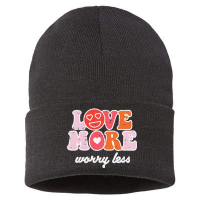 Valentines Day Love More And Smile Retro Women Sustainable Knit Beanie