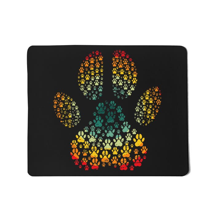 Vintage Dog Love Retro Paw Print Pet Puppy Lover Mousepad