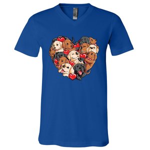 Valentines Day Labrador Heart Dog Lover Gift V-Neck T-Shirt