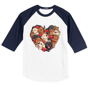 Valentines Day Labrador Heart Dog Lover Gift Baseball Sleeve Shirt