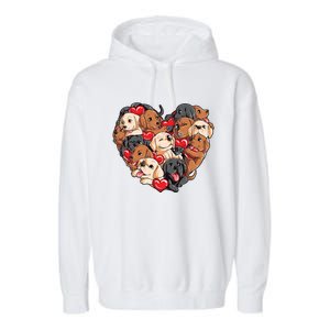 Valentines Day Labrador Heart Dog Lover Gift Garment-Dyed Fleece Hoodie