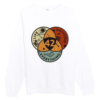 Venn Diagram Life The Universe And Everything 42 Life Premium Crewneck Sweatshirt