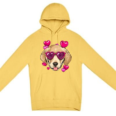 Valentines Day Labrador Retriever Heart Couples Dog Lover Gift Premium Pullover Hoodie