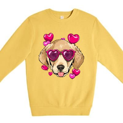 Valentines Day Labrador Retriever Heart Couples Dog Lover Gift Premium Crewneck Sweatshirt