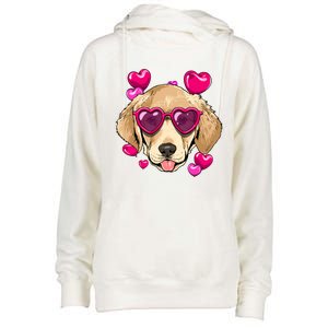 Valentines Day Labrador Retriever Heart Couples Dog Lover Gift Womens Funnel Neck Pullover Hood