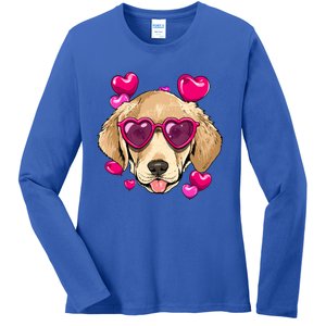 Valentines Day Labrador Retriever Heart Couples Dog Lover Gift Ladies Long Sleeve Shirt