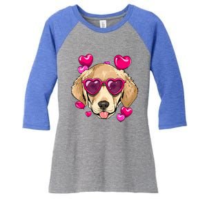 Valentines Day Labrador Retriever Heart Couples Dog Lover Gift Women's Tri-Blend 3/4-Sleeve Raglan Shirt