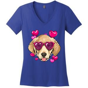 Valentines Day Labrador Retriever Heart Couples Dog Lover Gift Women's V-Neck T-Shirt