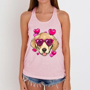 Valentines Day Labrador Retriever Heart Couples Dog Lover Gift Women's Knotted Racerback Tank