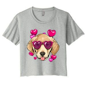 Valentines Day Labrador Retriever Heart Couples Dog Lover Gift Women's Crop Top Tee