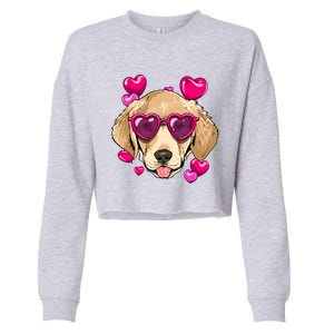 Valentines Day Labrador Retriever Heart Couples Dog Lover Gift Cropped Pullover Crew