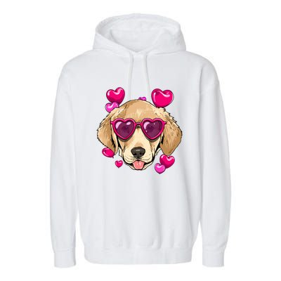 Valentines Day Labrador Retriever Heart Couples Dog Lover Gift Garment-Dyed Fleece Hoodie