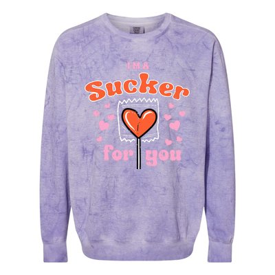 Valentines Day Lollipop Sucker For You Heart Candy Colorblast Crewneck Sweatshirt