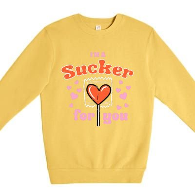 Valentines Day Lollipop Sucker For You Heart Candy Premium Crewneck Sweatshirt