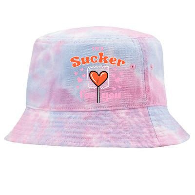 Valentines Day Lollipop Sucker For You Heart Candy Tie-Dyed Bucket Hat