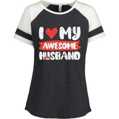 Valentines Day Love My Awesome Husband Couple Matching Gift Enza Ladies Jersey Colorblock Tee