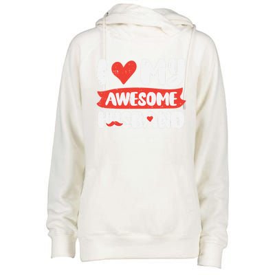 Valentines Day Love My Awesome Husband Couple Matching Gift Womens Funnel Neck Pullover Hood