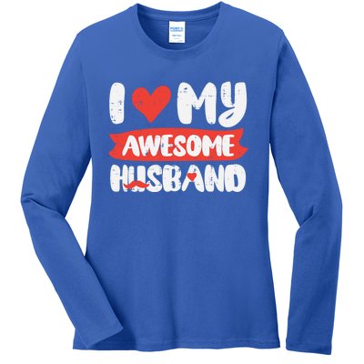 Valentines Day Love My Awesome Husband Couple Matching Gift Ladies Long Sleeve Shirt