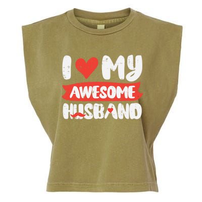 Valentines Day Love My Awesome Husband Couple Matching Gift Garment-Dyed Women's Muscle Tee