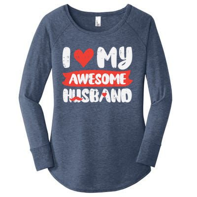 Valentines Day Love My Awesome Husband Couple Matching Gift Women's Perfect Tri Tunic Long Sleeve Shirt