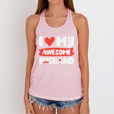 Valentines Day Love My Awesome Husband Couple Matching Gift Women's Knotted Racerback Tank