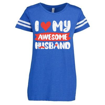 Valentines Day Love My Awesome Husband Couple Matching Gift Enza Ladies Jersey Football T-Shirt