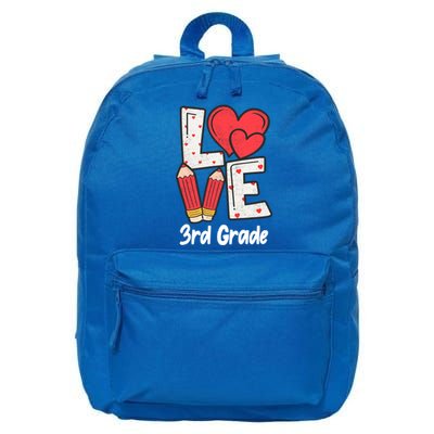 Valentines Day Love 3rd Grade Squad Teacher Life Heart Gift 16 in Basic Backpack