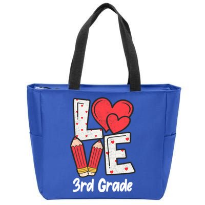 Valentines Day Love 3rd Grade Squad Teacher Life Heart Gift Zip Tote Bag