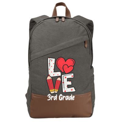 Valentines Day Love 3rd Grade Squad Teacher Life Heart Gift Cotton Canvas Backpack