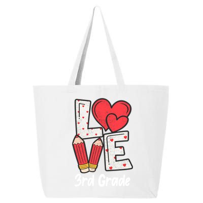 Valentines Day Love 3rd Grade Squad Teacher Life Heart Gift 25L Jumbo Tote