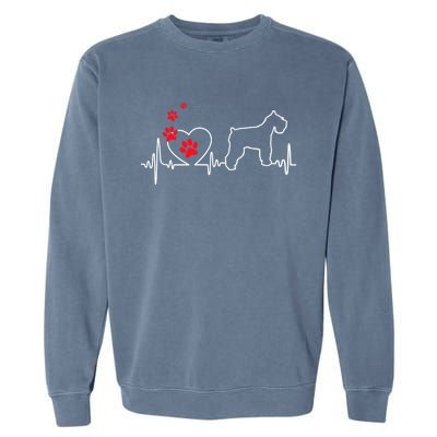 Valentines Day Love Heartbeat Schnauzer Dog Puppy Lover Gift Garment-Dyed Sweatshirt