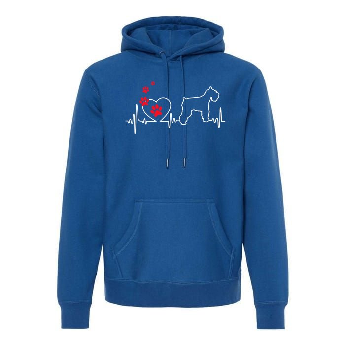 Valentines Day Love Heartbeat Schnauzer Dog Puppy Lover Gift Premium Hoodie