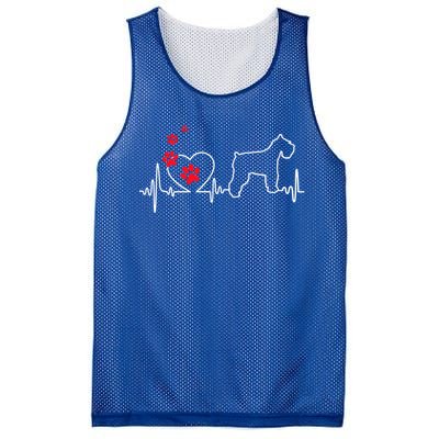 Valentines Day Love Heartbeat Schnauzer Dog Puppy Lover Gift Mesh Reversible Basketball Jersey Tank