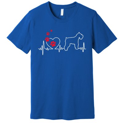 Valentines Day Love Heartbeat Schnauzer Dog Puppy Lover Gift Premium T-Shirt