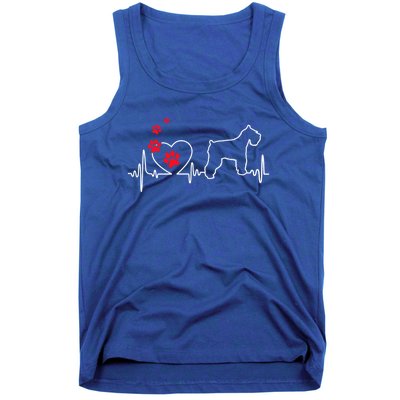 Valentines Day Love Heartbeat Schnauzer Dog Puppy Lover Gift Tank Top