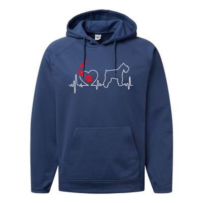 Valentines Day Love Heartbeat Schnauzer Dog Puppy Lover Gift Performance Fleece Hoodie