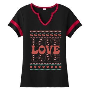 Valentine's Day Love For Lover Ugly Sweater Ladies Halftime Notch Neck Tee