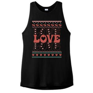 Valentine's Day Love For Lover Ugly Sweater Ladies PosiCharge Tri-Blend Wicking Tank