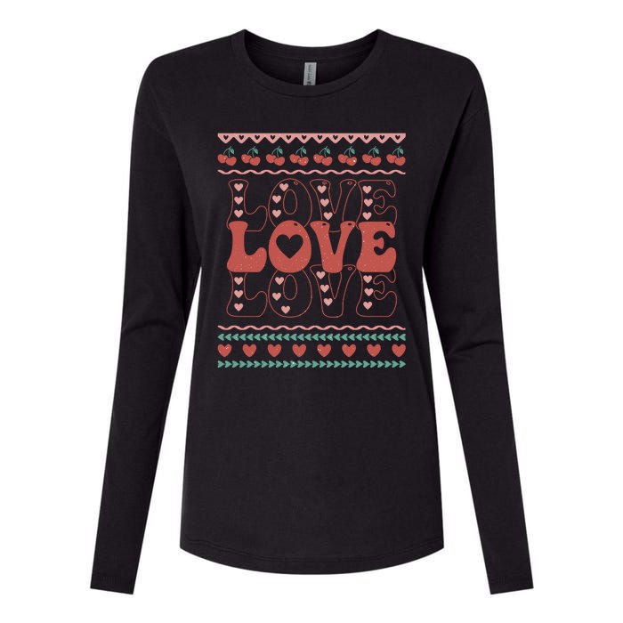 Valentine's Day Love For Lover Ugly Sweater Womens Cotton Relaxed Long Sleeve T-Shirt