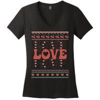 Valentine's Day Love For Lover Ugly Sweater Women's V-Neck T-Shirt