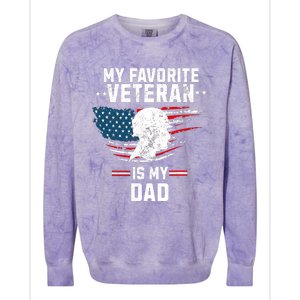 Veterans Day My Favorite Veteran Is My Dad Kids Colorblast Crewneck Sweatshirt