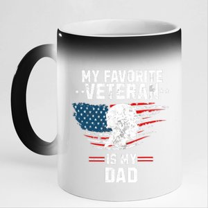 Veterans Day My Favorite Veteran Is My Dad Kids 11oz Black Color Changing Mug