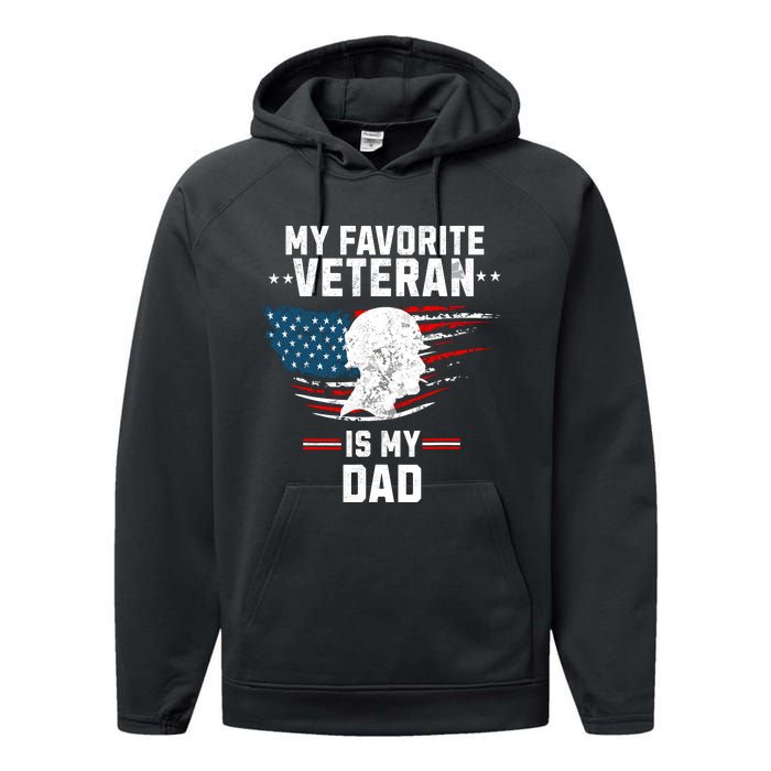 Veterans Day My Favorite Veteran Is My Dad Kids Performance Fleece Hoodie