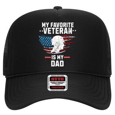 Veterans Day My Favorite Veteran Is My Dad Kids High Crown Mesh Back Trucker Hat