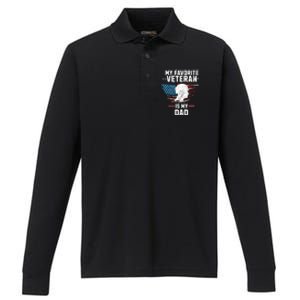 Veterans Day My Favorite Veteran Is My Dad Kids Performance Long Sleeve Polo